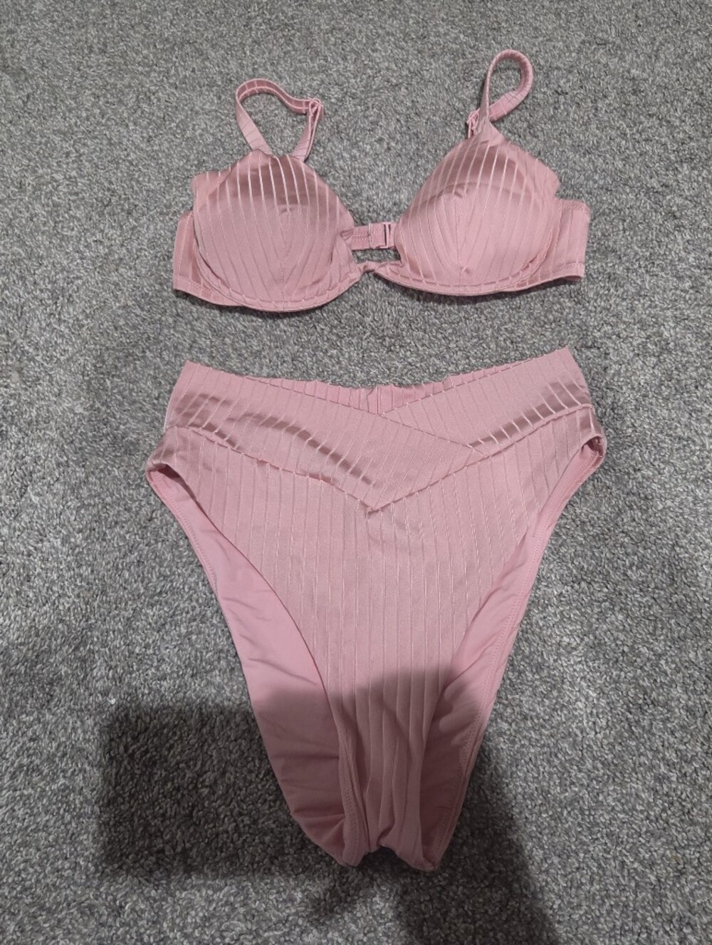 aerie Ribbed High-Waist Cheeky Panty Set in Pink